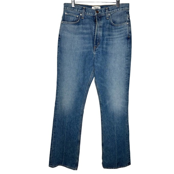 Agolde High Waist Straight Leg Blue Denim Jeans size 29 Medium Wash - Picture 2 of 11